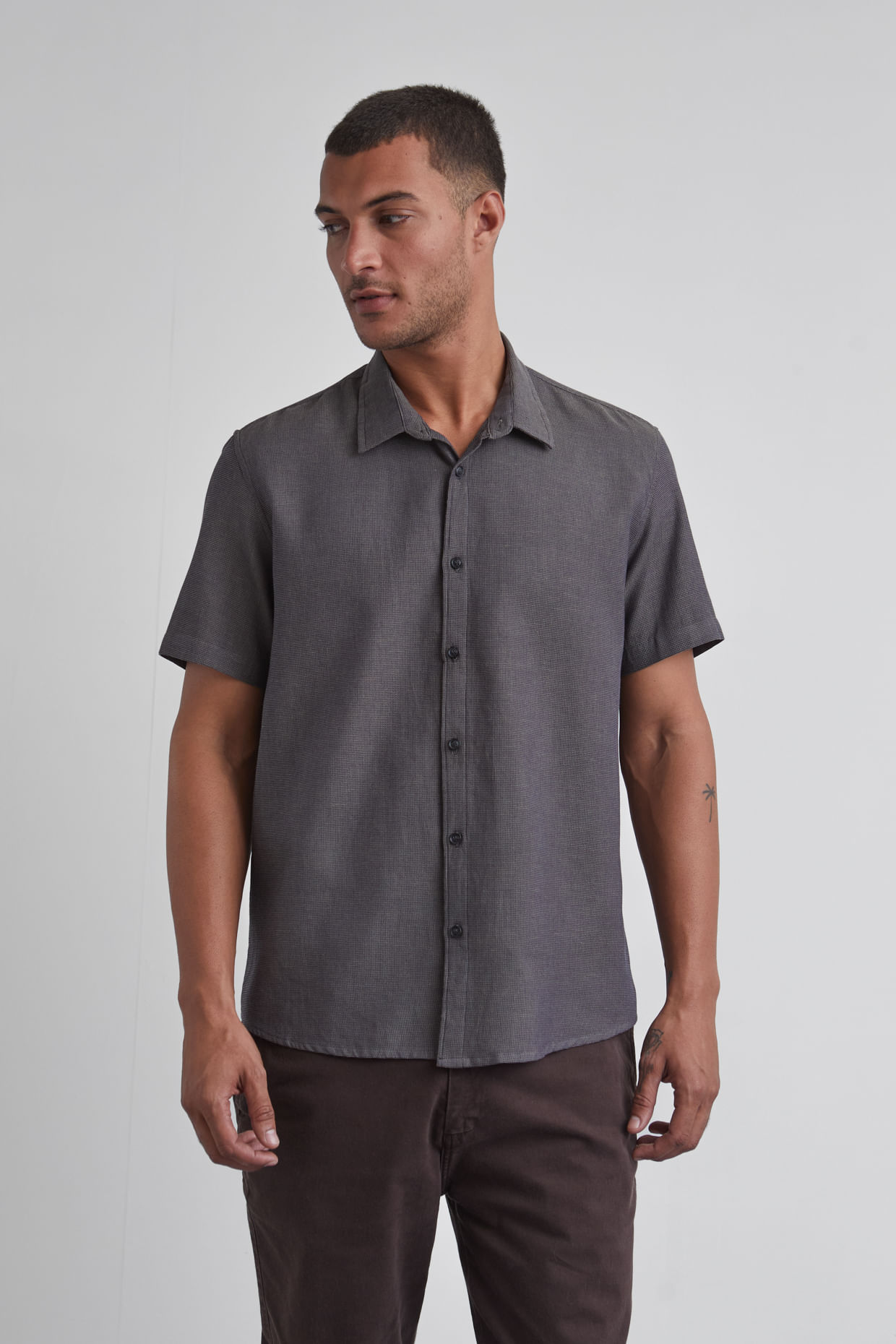 Camisa mc Texture Denver - Verde mili -2-